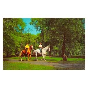 French Lick Indiana Sheraton Hotel Horseback Riding Postcard